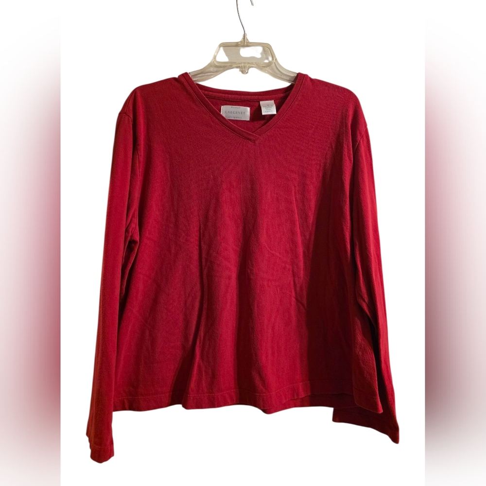 Cabernet Vivid Red Long Sleeve Top For Sleepwear